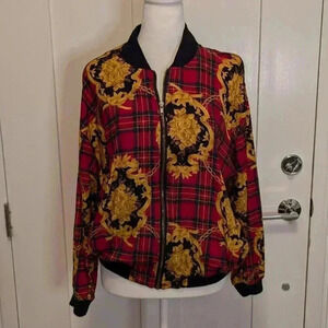 1990 Stuart Alan Plaid Bomber Style Jacket, Vintage, Size 8